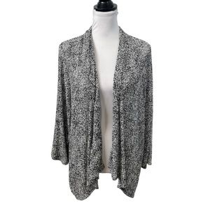 AVENUE Jacket Plus 22/24 Womens Open Front Cardigan Black & White Textured Knub